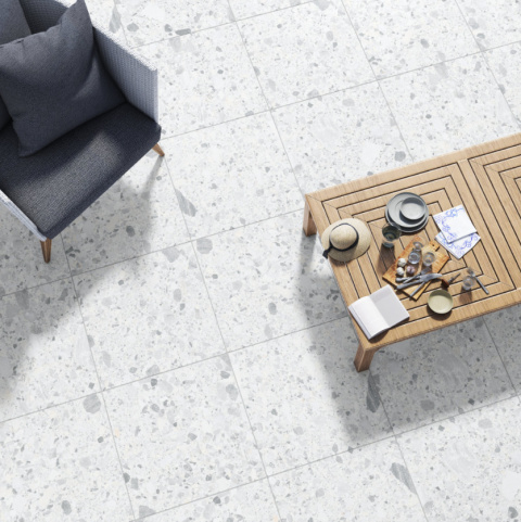 Gres Terazzo Bianco 60x60 G.1 matowy rektyfikowany Gres Terazzo Bianco 60x60 G.1 matowy rektyfikowany