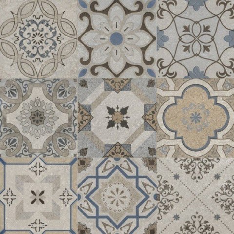 SAVANNAH Silver Patchwork Mat 60x60 G.1 SAVANNAH Silver Patchwork Mat 60x60 G.1