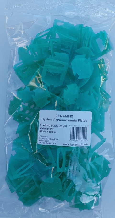 System poziomowania płytek CERAMFIX Classic PLUS/KLIPS - 100szt -2mm System poziomowania płytek CERAMFIX Classic PLUS/KLIPS - 100szt -2mm