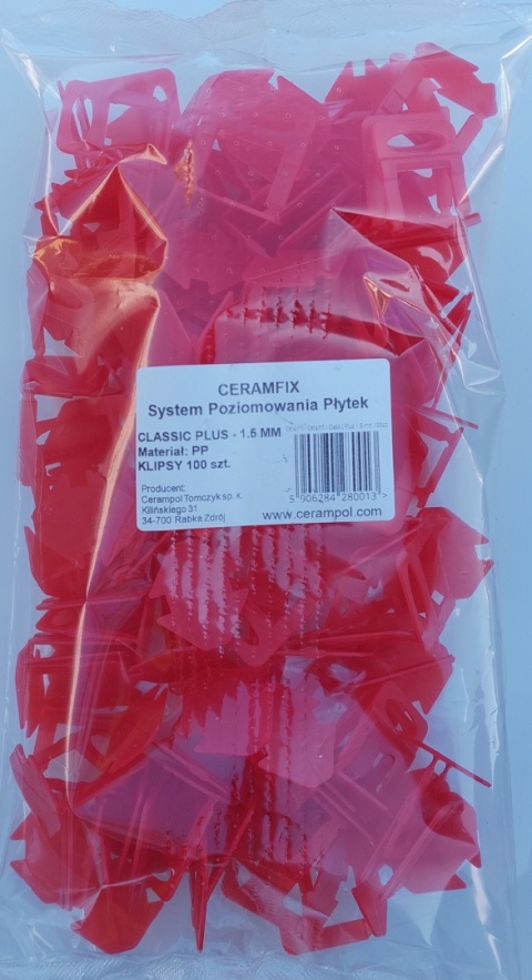 System poziomowania płytek CERAMFIX Classic PLUS/KLIPS - 100szt -1,5mm